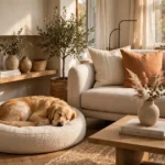 Stylish dog beds in a modern living room