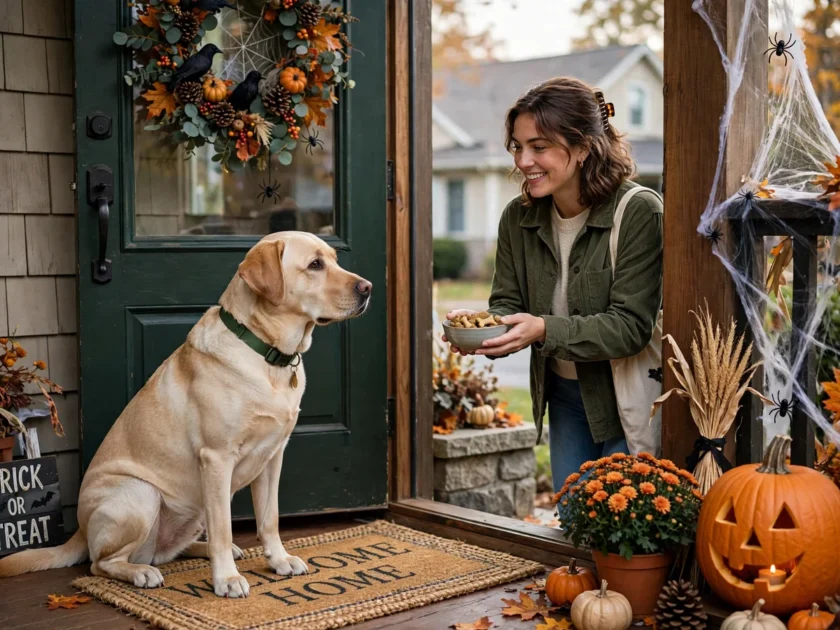 6. Teach Calm Doorbell Greetings Before the Big Night.