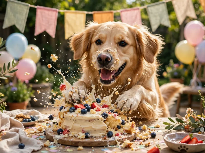 19. "Happy Barkday" Cake Smash Photo Moment