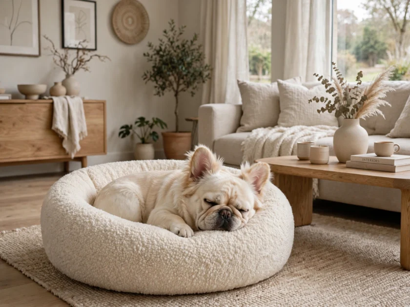 Boucle round bed