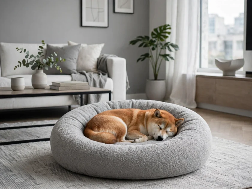 Minimalist grey donut bed