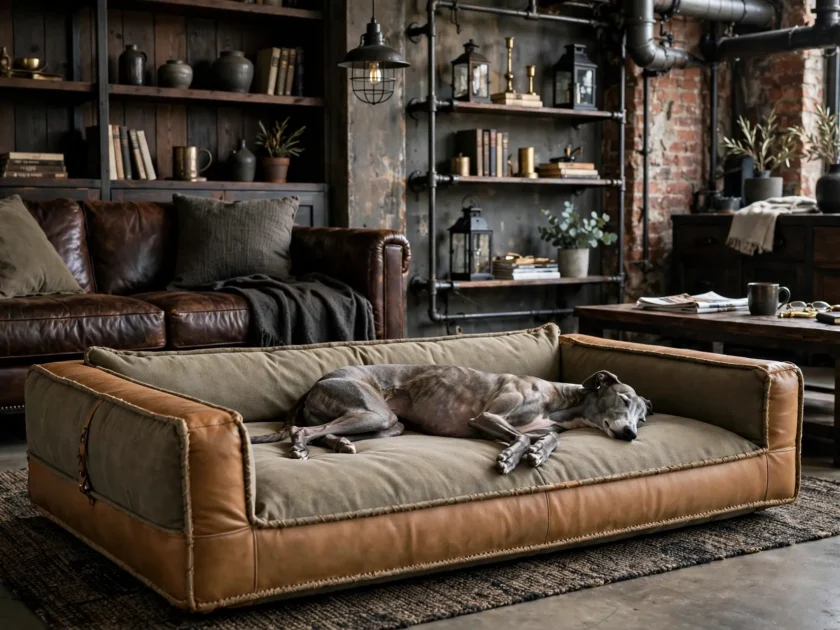 Leather-trimmed lounger