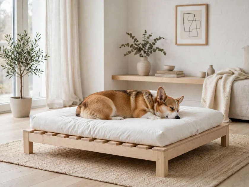 Scandinavian low-platform bed