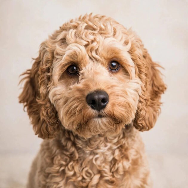 Cockapoo with soft curly apricot coat, a hypoallergenic dog breed