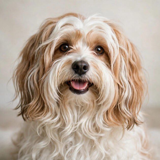 Cheerful havanese with long silky wavy coat, a hypoallergenic dog breed