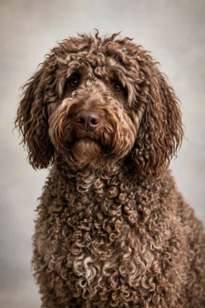 Spanish water dog with rustic curly woolly coat, a hypoallergenic dog breed